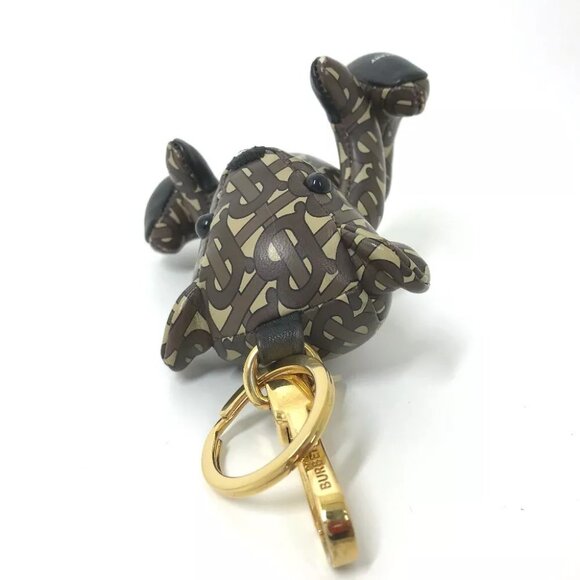BURBERRY Total logo TB Thomas Bear Bag Charm Bear Key Holder Leather Brown
